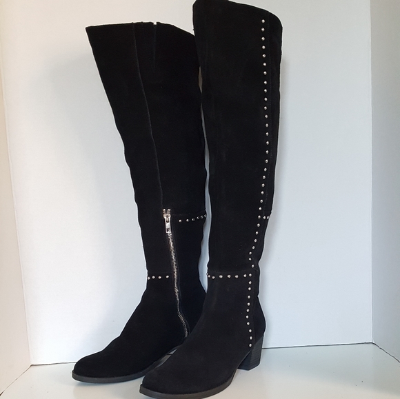 Design Lab Lord & Taylor Shoes - Design Lab Black Leather Suede Over the Knee Boots